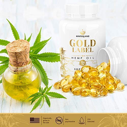 Hinterland Gold Label Hemp Oil Softgels, 25Mg Capsules For Wellness, Organic Usa Grown Hemp, 30 Count #TOP2