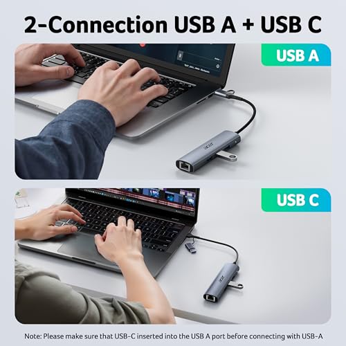 Adattatore USB C a Ethernet, hub USB C con 3 porte USB-A 3.0 e porte LAN RJ45 1 Gbps, dissipatore di calore in alluminio, adattatore da USB a rete per laptop, MacBook Pro, iPad, XPS e altro - Hub USB - Immagine 3