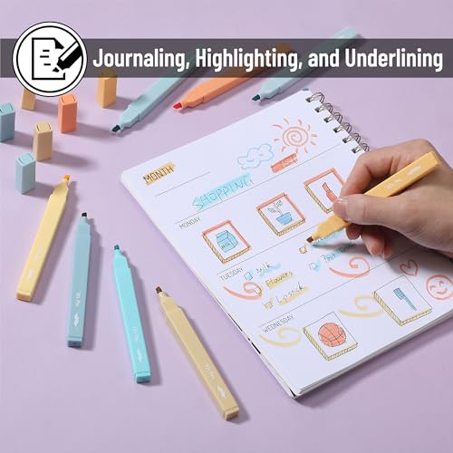 Image of Mr. Pen na aesthetic highlighters, 8 pcs, chisel tip, pastel colors, cute bible highlighters no bleeding