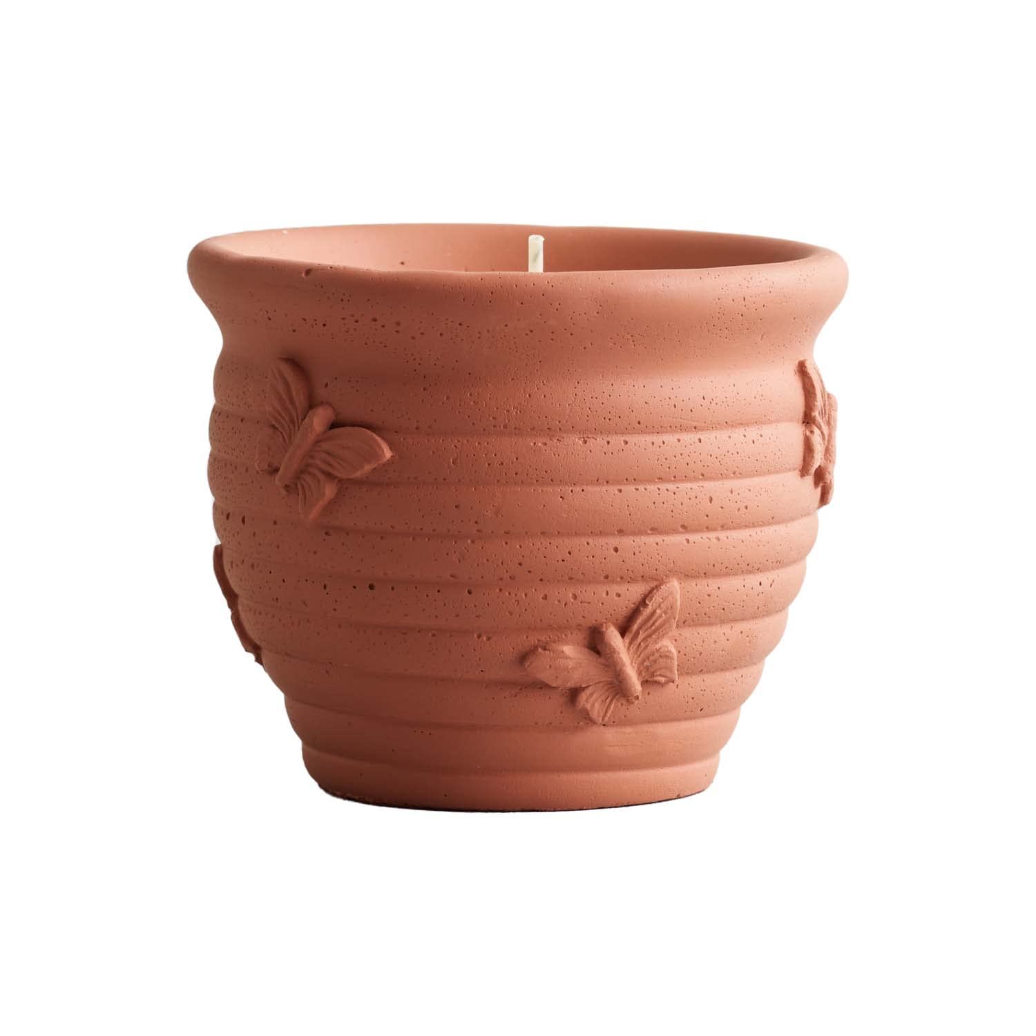 St. Eval Sweet Pea - Large Butterfly Pot Candle - Nature's Garden Collection - A Sweet and Enchanting Floral Aroma - Terracotta Pot - Made in Cornwall