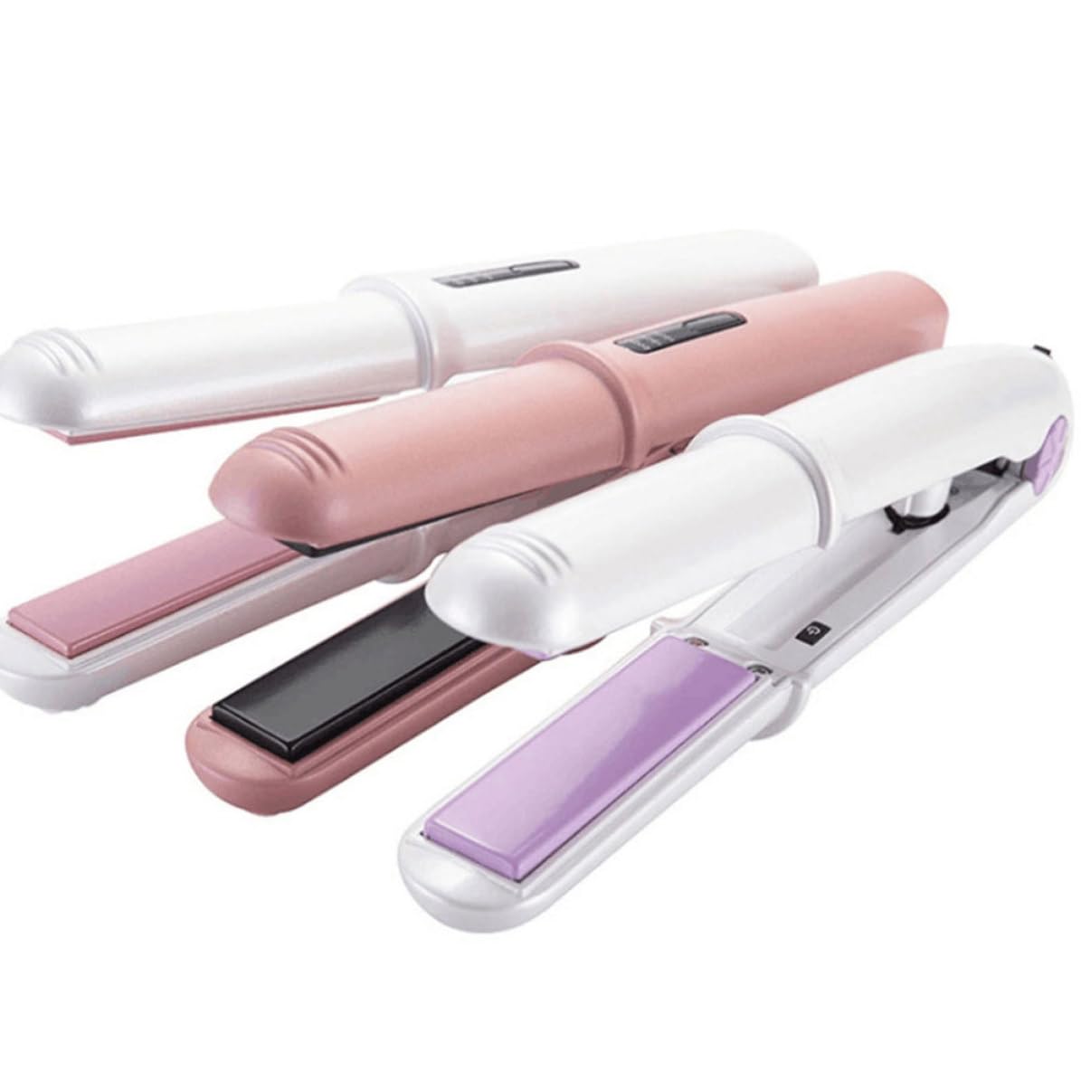 Piastra Arricciacapelli USB Portatile in Lega Rosa per Chioma