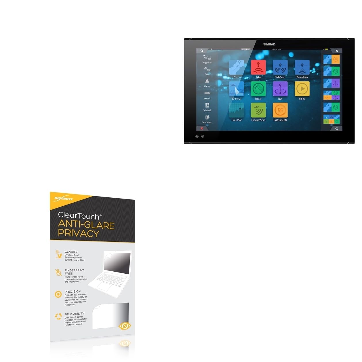 BoxWave Screen Protector Compatible with Simrad NSO evo3S (24 in) - ClearTouch Anti-Glare Privacy (2-Pack), Privacy Screen Protector Flexible Film Anti-Glare
