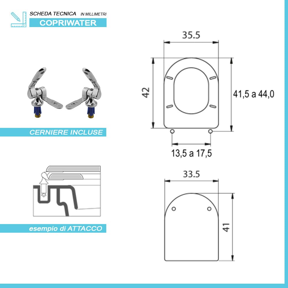 Inbagno Copriwc Sedile coprivaso Esedra Ideal Standard, Legno con Cerniere in Acciaio, Compatibile dedicato