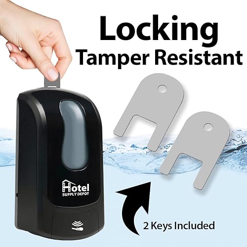 Miniatura 6 de Hotel Supply Depot - Dispensador automático de jabón y desinfectante de manos, dispensador de jabón espumoso, bloqueo con llave, botella recargable,