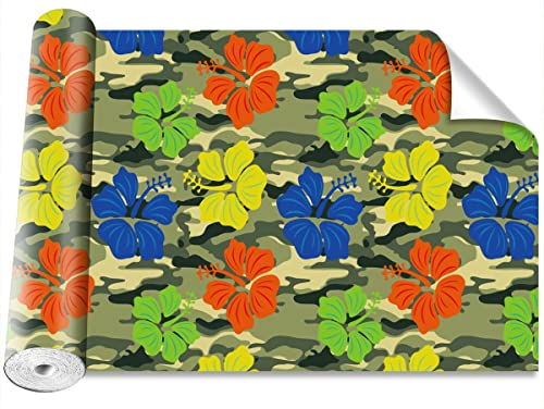 Papier Peint Grand Format 312x219cm Camouflage Moderne Hibiscus Décoration Murale