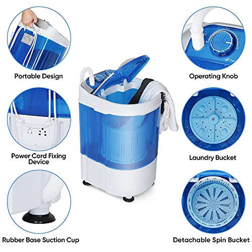 Portable Mini Washing Machine,Small Compact Laundry 4.4lbs Capacity Washer w/Spin Cycle Basket and Drain Hose Drum Washing Machine - Image 3