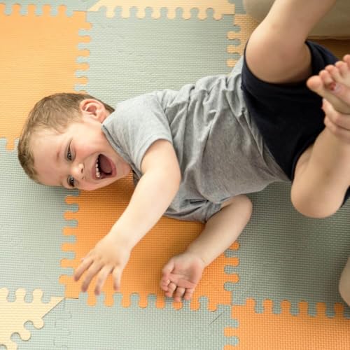 Hakuna Matte große Puzzlematte für Babys Hygge 1,8x1,2m – Stylische Spielmatte in Einer umweltfreundlichen Verpackung – schadstofffreie, geruchlose Krabbelmatte – 48 Dreiecksfliesen, 20 Seitenränder