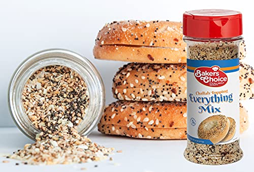 Baker's Choice Everything Mix Challah Topping - Sesame Seed Bagel Topping Mix For Baking And Cooking - All Natural Food Seasoning - Resealable Container - Kosher - 4 Oz. - Baker’s Choice #TOP3