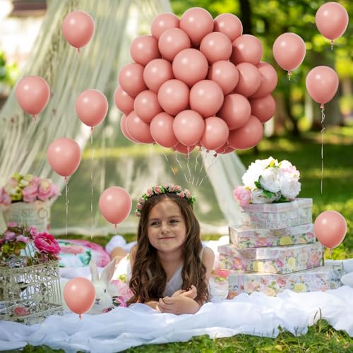 Retro Pink Balloons, 100 Packs 5 Inch Dusty Pink Latex Balloons, Small Blush Pink Party Balloon, Boho Pink Helium Balloons for Boho Girls Women Birthday Baby Shower Wedding Bridal Party Decoration - Thumbnail 5