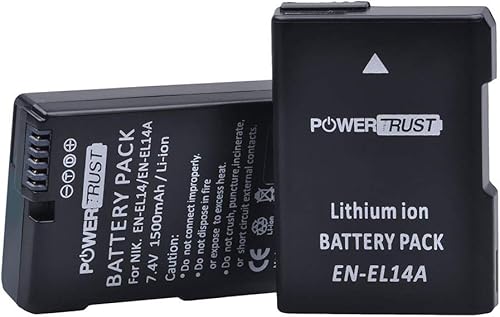 PowerTrust 2x 1500mAh EN-EL14 EN-EL14A Battery and LED Dual Charger for Nikon D5600,D3100, D3200, D3300, D3400, D3500,D5100, D5200, D5300, D5500,Coolpix P7000, P7100, P7700, P7800 DSLR Camera - 7