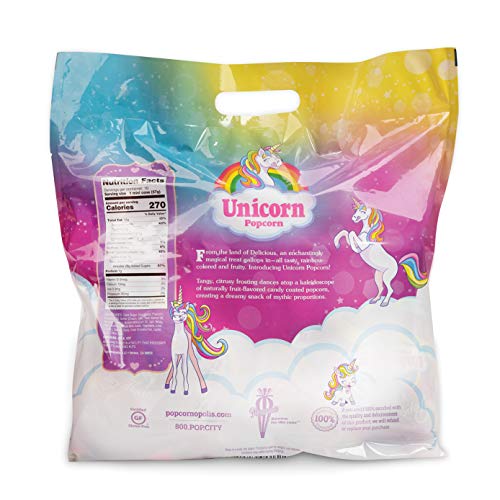 Popcornopolis Popcorn 10 Cone Snack Pack Including Natural Berry and Lemon Fruit Flavored Unicorn Popcorn, Unicorn
