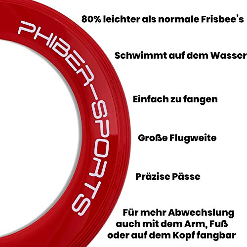 PHIBER-SPORTS Frisbee-Ringe – 2er Doppelpack Premium leichte Wurfringe – 80% Leichter als Standard Frisbee Scheiben - Einfach zu fangen – Perfekte Flugbahn - Ideal für Kinder und Erwachsene