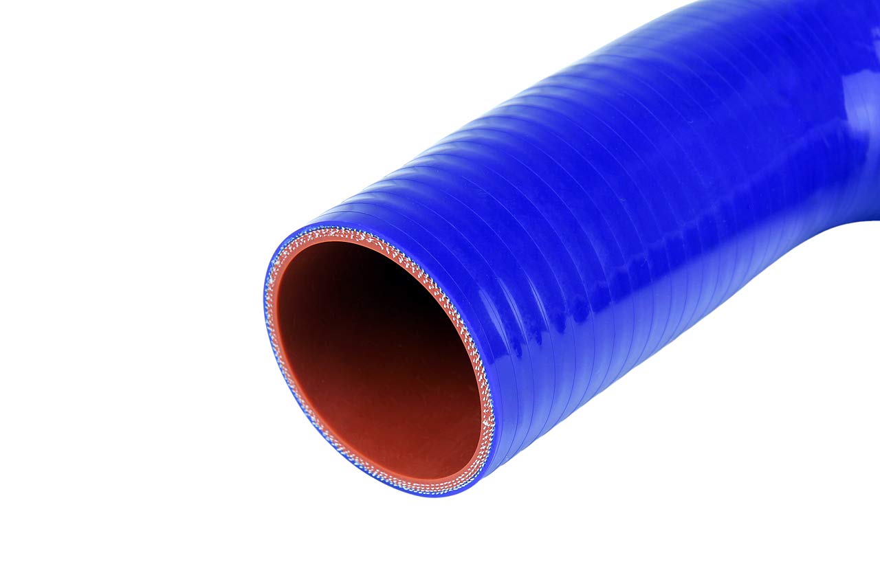 HPS HTSER90-300-450-BLUE High Temp 4-ply Reinforced Silicone 90 Degree Elbow Reducer Hose, 25 psi Maximum Pressure, 5