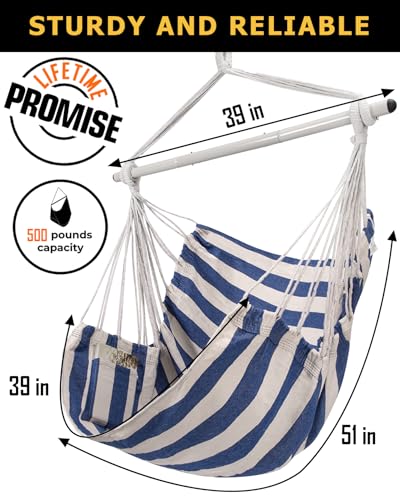 Image of ADVOKAIR Hammock Chair Swing, Heavy-Duty Hanging Rope Swing Seat Supports 500 Lbs, Ideal for Outdoor Patio, Backyard, Porch, Deck & Indoor Bedroom Use