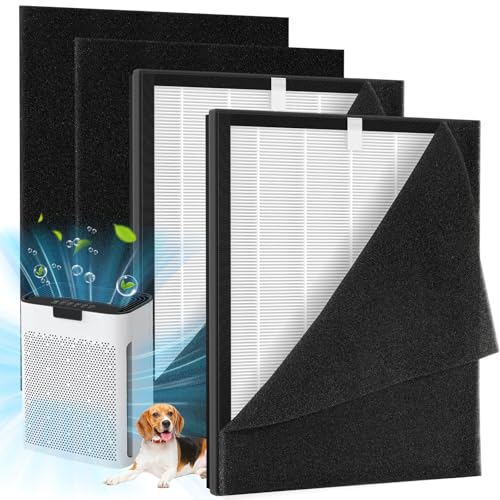 Image of 2 Pack KJ190L Filter Replacement Compatible with MOOKA KJ190L Air Purifier For Home Large Room 2000 Ft², 2 KJ190 Filters and 4 Washable PreFilters Pet Air Purifier Filters for Bedroom