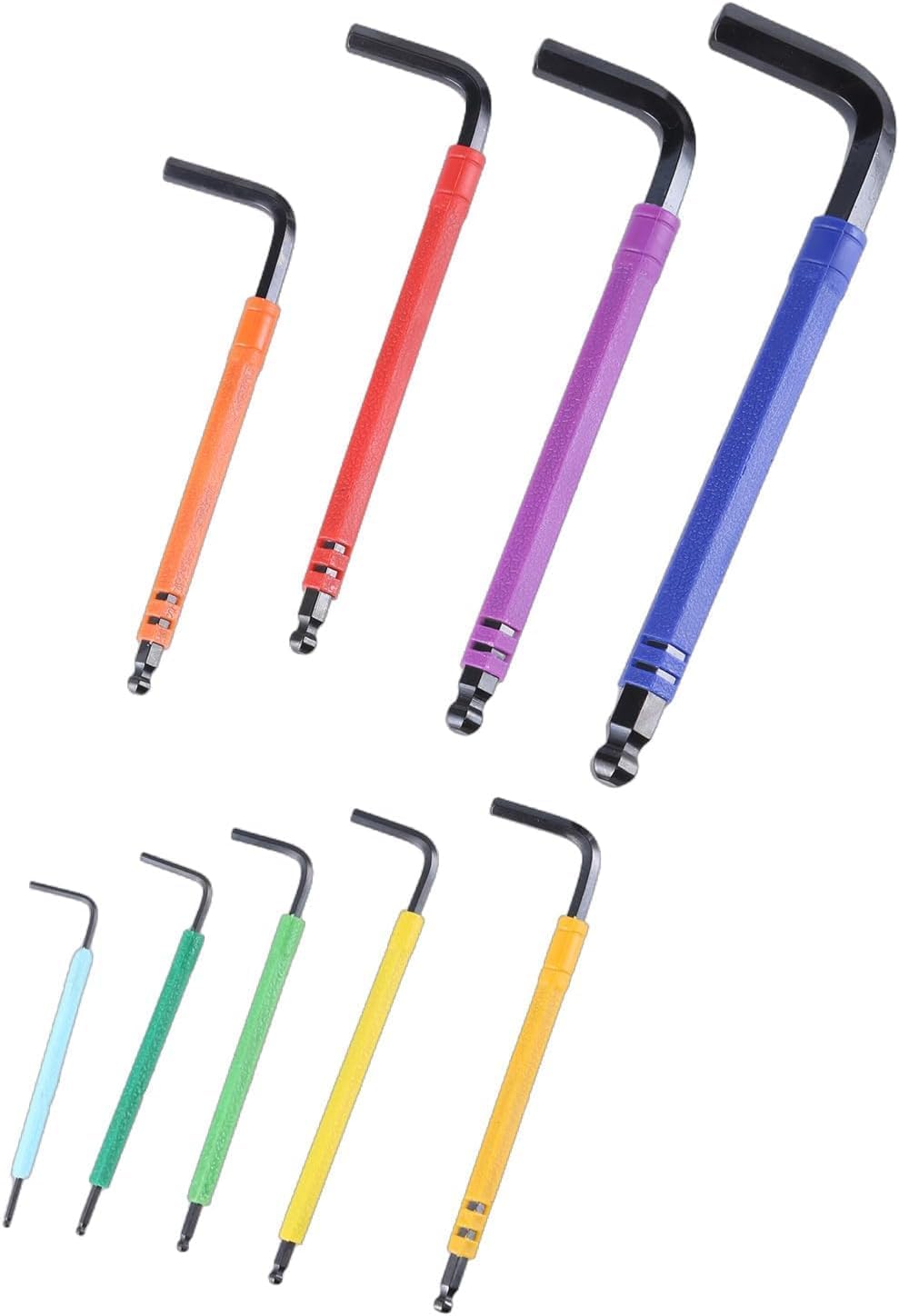 Hex Key Set, 9PCS Metric Allen Key Set, 1.5-10MM, Anti-Slip Long Ball End Hex Wrench Set Color Coding Hex Key Set (Hexagonal wrench, Medium and long style)