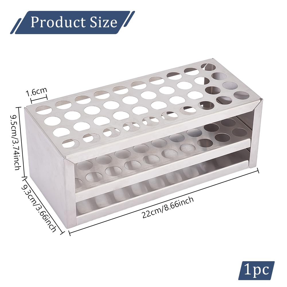OLYCRAFT Gradilla para Tubos de Ensayo de Acero Inoxidable 40 Cavidades 16mm 93x220x95mm
