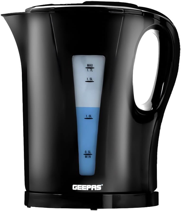 Geepas Electric Kettle, 2200W | Boil Dry Protection & Auto Shut Off | 1.7L Cordless Fast Boil Jug Kettle for Hot Water Tea or Coffee | Swivel Base with Manual Lid Open | 2 Year Warranty