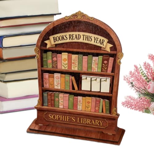 Contador Lectura Libro   Personalizado Lector Regalo, Libro Anual Mujeres Bibliófilos | Personalizado Biblioteca Decoración, Ratón Biblioteca Regalo Mujeres Club Miembros