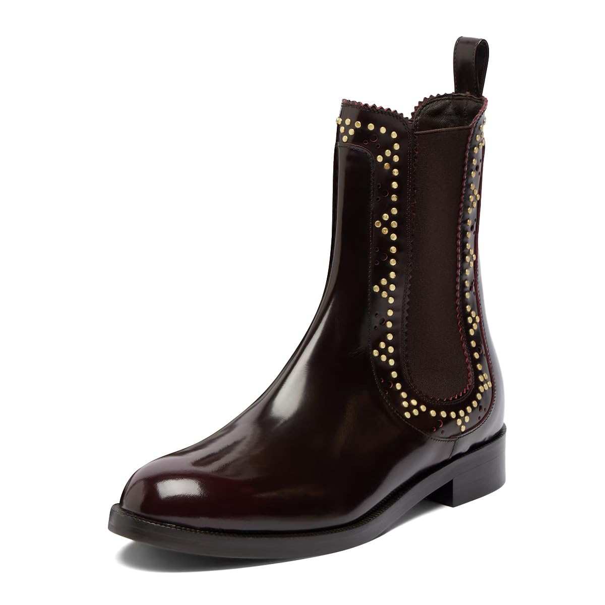 XYD Women Chelsea Boots Ankle Booties Chunky Low Heels Round Toe Elastic Side Fashion Rivet Studs Office Casual