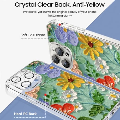 Coque iPhone 15 Pro Max Magsafe OOK transparente motif floral rétro - 5
