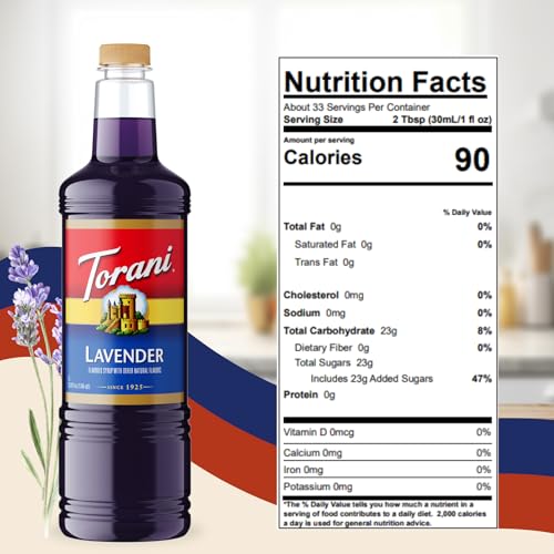 Image of Torani Lavender Syrup 1L with Pump Floral Flavoring for Coffee & Cocktails