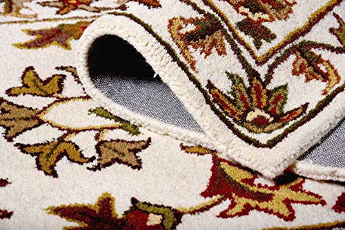Image of Carpets Runner Rug for Bedroom | Living Room | Sofa Floor - Handmade Pure Wool - 2.5 FT x 8 FT - Ivory Cream - Floral Design