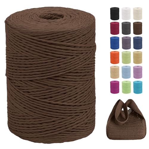 CAMAL Raphia à Crocheter pour Sac, 300m Fil de Raphia Papier pour Emballage de Décoration, 2mm Fil de Papier Ruban pour Crochet DIY Artisanat, Parti Chapeau,...