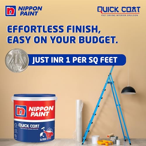 Image of Nippon Paint Quick Coat Interior Emulsion Paint - 5 KG (APPLE WHITE)-Quick Drying, Good Coverage, Low VOC-Paint for Wall, Living Room