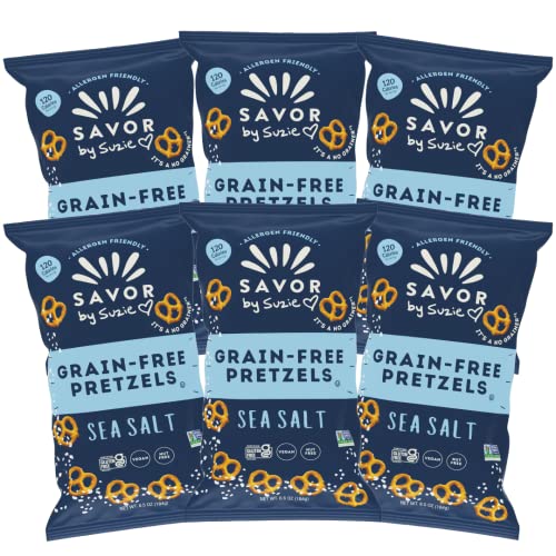 Savor by Suzie Gluten-Free Pretzels – Non-GMO, Grain Free, Vegan, Paleo, Pretzel Snack Packs, Low Carb, Clean Ingredients - Sea Salt - 6 Count - image 1