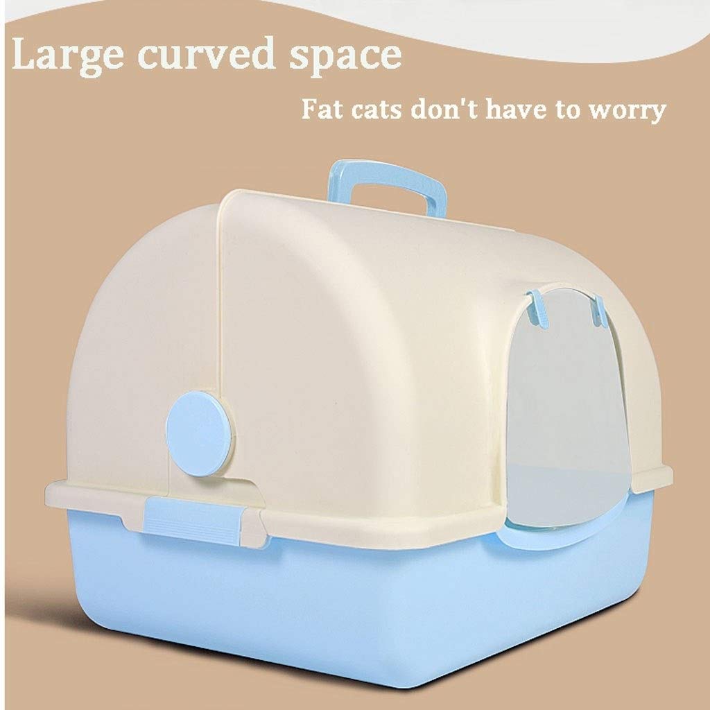 Haustiertoilette Klappschale Katzentoilette Vollständig geschlossene Anti-Spritz-Toilette Sandnapf Katzenzubehör innerhalb von 10 kg Katzentoilette (Farbe: Roze)