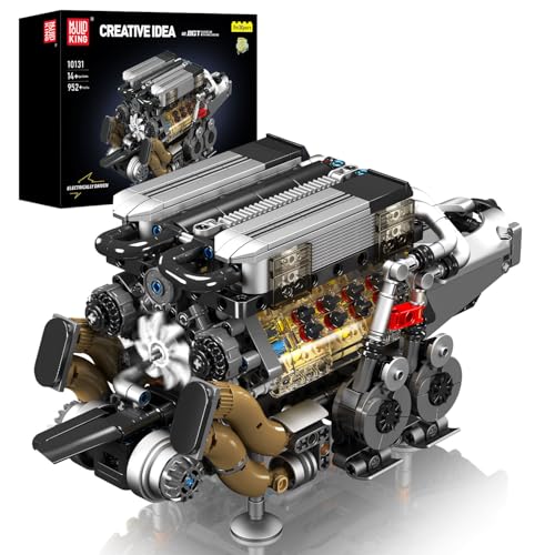 Mould King Technik W16 Motor Bausatz Bausteine Spielzeug, 952 Pièces, Contrôle par Application, Moteur Simulé avec Quatre Turbocompresseurs et Boîtier de Batterie,...