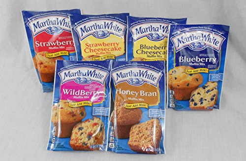 Martha White Muffin Lovers Variety Bundle of 6 Mixes: Wildberry, Strawberry, Strawberry Cheesecake, Blueberry, Blueberry Cheesecake and Honey Bran