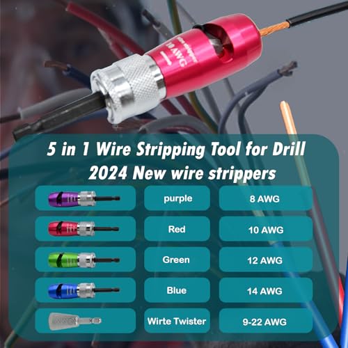 Bfminitool Wire Stripper for Drill, 8/10/12/14 AWG Wire Twister Electrician Tool for Drill, 7 In 1 Professional Drill Wire Strippers Electrical Tools for Electrician, Fast Wire Nut Twister Tool Set - Image 2