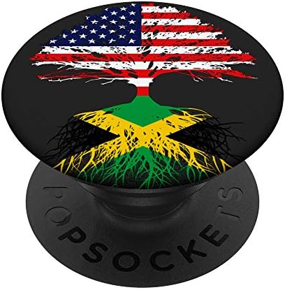 Jamaican American Jamaica Roots Born Family US Flag Gift PopSockets Grip and Stand for Phones and Tablets