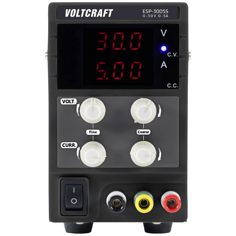 VOLTCRAFT ESP-3005S Labornetzgerät, einstellbar 0-30 V 0-5 A 150 W Steckanschluss 4 mm schmale Bauform Anzahl Ausgä