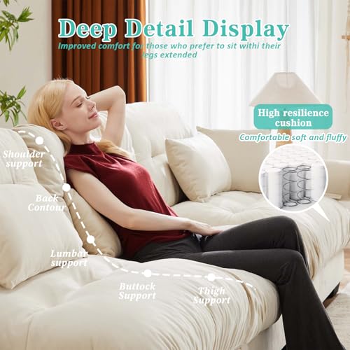 Image of SoarFlash Sectional Sofa Couch, U Shaped Modern Sofa with Solid Wood Legs, Couches Sofas for Living Room Apartment, Comfortable Small Couches for Apartment, Beige