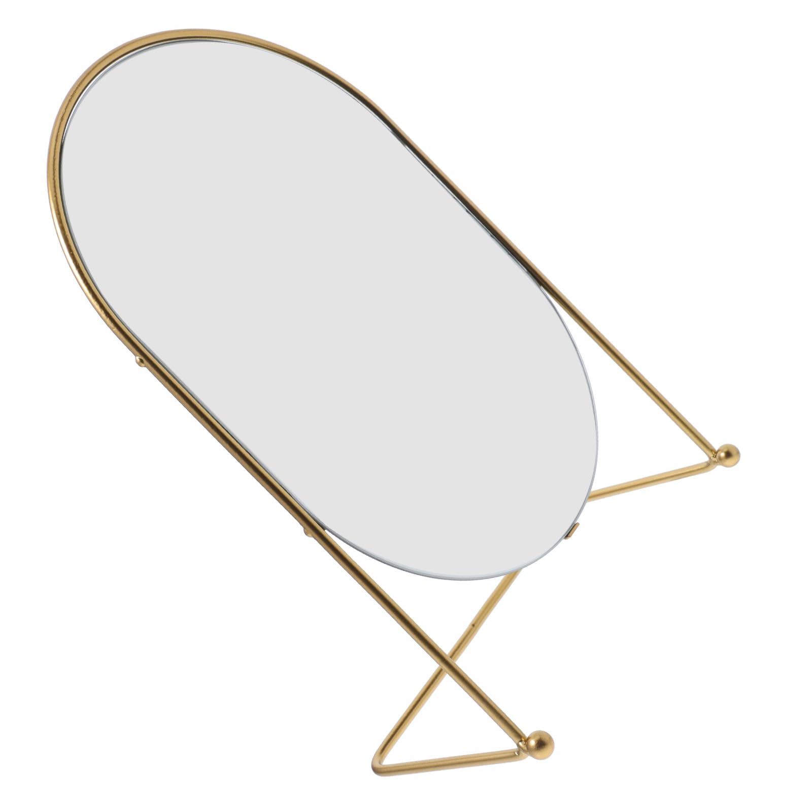Miroir ovale 33 cm doré en métal pour table et coiffeuse