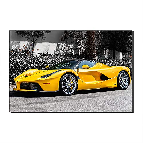Ferrari - Lienzo decorativo para pared (40 x 60 cm), diseño de coche deportivo amarillo