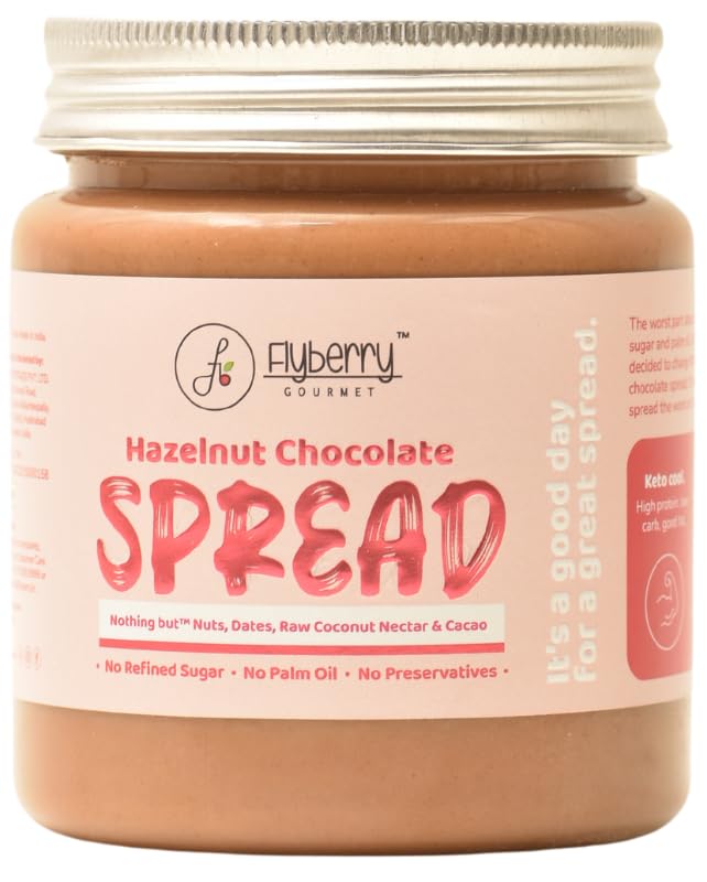 See full amazon price history chart for Flyberry Gourmet Hazelnut Chocolate Spread | 34% Hazelnut & 23% Almond | No Palm Oil & Refined Sugar | 100% Natural Ingredients | No Added Preservatives | Easy To Spread on Bread, Paratha | 200 g Flyberry Gourmet Hazelnut Chocolate Spread | 34% Hazelnut & 23% Almond | No Palm Oil & Refined Sugar | 100% Natural Ingredients | No Added Preservatives | Easy To Spread on Bread, Paratha | 200 g (B0C3MMGJNP) Amazon Price History, Amazon Price Tracker