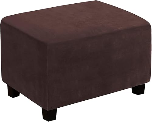 cjc Fundas otomanas rectangulares, de terciopelo, funda otomana rectangular para reposapiés, funda de almacenamiento otomana extraíble, protector de