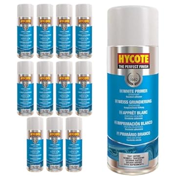 Hycote Fast Drying Aerosol Car Spray Paint, White Primer, 400 ml (Pack of 12)