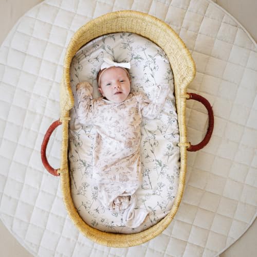 Image of Baby Bassinet Sheets Girl (Butterfly Garden) 2-Pack - Fitted Bedside Bassinet Sheets - Buttery Soft Cotton Blend for Standard Mattress Pad - Compatible with Halo BassiNest