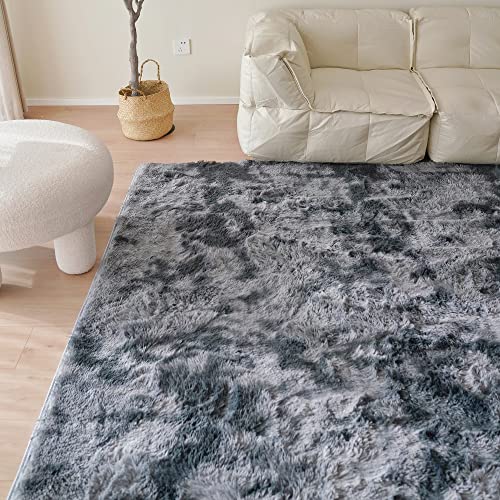 image for SHIPKEY Dark Grey Area Rugs 4’x5.3’ (120x160 cm) Soft Indoor Rugs,