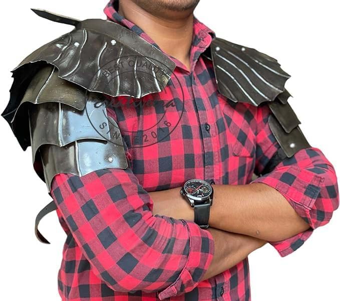 Medieval Nazgul Witch King Pauldrons Armor Shoulder Cosplay Halloween Costume, Adult, Antique Black