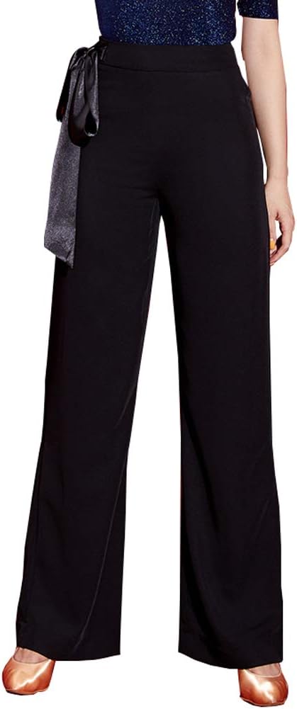 Palazzo Pants for Women Dressy Wide Leg Black Dance Pants for Women with High Waist Suit Ballroom Latin Salsa