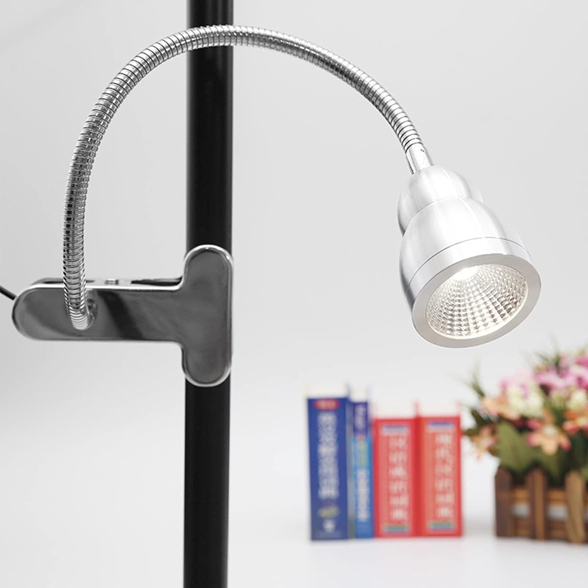4000k Lampade Clip Light - Lampada da Lettura Flessibile A Clip A 360° per Libri, Protezione per Gli Occhi con Lampada da Lettura A LED da 5 W, Luce Neutra - Collo D'Oca Regolabile
