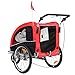 Giantex 2-in-1 Pet Dog Stroller W/Hitch, Suspension, Safety Flag and Reflectors, Dog Bike Trailer, Red