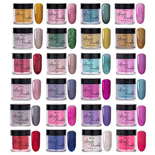 Acrylic Powder, 24 Colors Acrylic Powder Set for Nail Art 3D DIY Tips decoration, Qimeisi