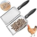 Chicken Poop Scooper for Coop,2 Pack Chicken Coop Poop Scoop Shovel with 3.8mm & 5mm Mesh, Metal Chicken Coop Rake and Scoop Tool,Scooper Shovel for Sifting Sand, Litter, Chicken Supplies